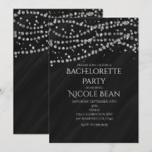 Svarta & Diamant Glamour Gnistrande Festinbjudning