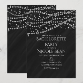 Svarta & Diamant Glamour Gnistrande Festinbjudning Inbjudningar