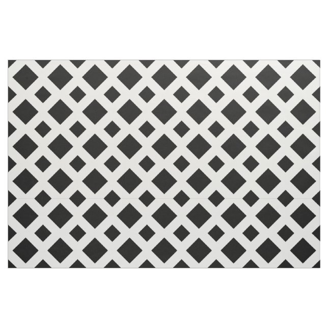Svarta diamanter på vit geometrisk struktur tyg (Fat Quarter)
