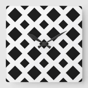 Svarta diamanter på vitt fyrkantig klocka