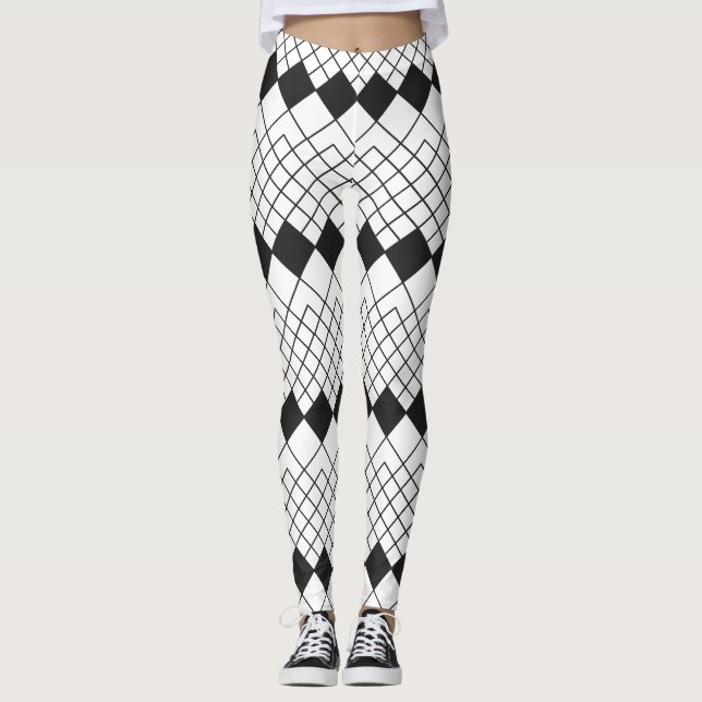 Svarta diamantformer mönster leggings (Framsida)