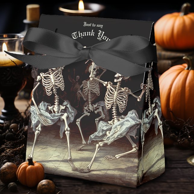 Svarta Döden Dansande Skelett Halloween Presentaskar (Gothic Dancing Skeletons Favor Box, perfect for Halloween and Gothic Themed Parties.)