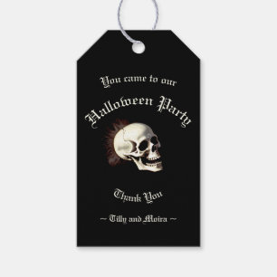 Svarta Döden Dansande Skelett Halloween Presentetikett