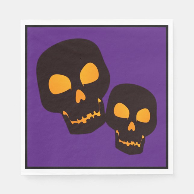 Svarta Dödskallar Halloween Pappersservett (Framsidan)
