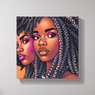 Svarta Drottning Melanin Kvinnor Sista Orange Drot Canvastryck