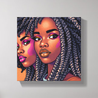 Svarta Drottning Melanin Kvinnor Sista Orange Drot Canvastryck
