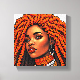 Svarta Drottning Melanin Kvinnor Sista Orange Drot Canvastryck