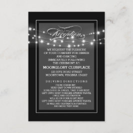 Svarta eleganta strängljus mottagning kort