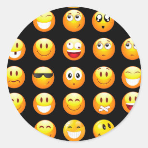 svarta emojis runt klistermärke