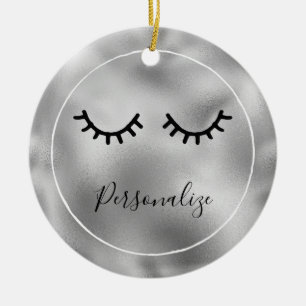 Svarta Eyelasch i Silver Julgransprydnad Keramik