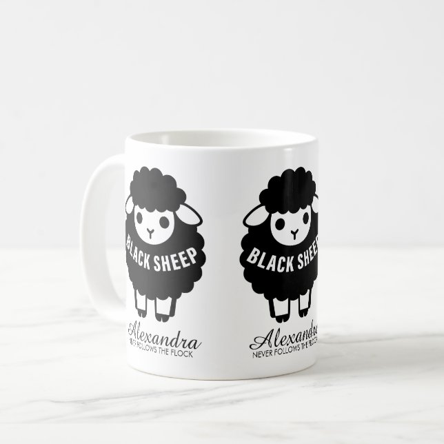 Svarta Får Följer Aldrig Flocken Kaffemugg (Framsida vänster)