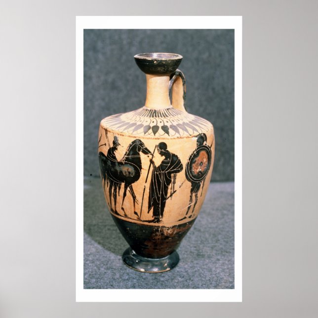 Svarta figur Attiska vas, 500-talet BC Poster (Framsidan)