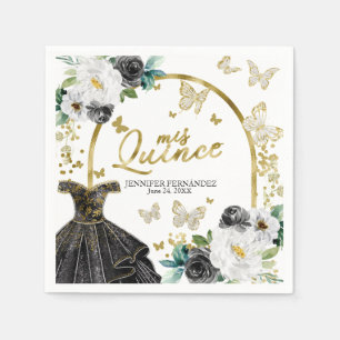 Svarta fjäril Quinceanera servetter