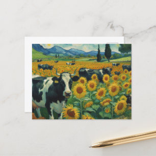 Svarta fläckiga kor a Faux Van Gogh Vykort