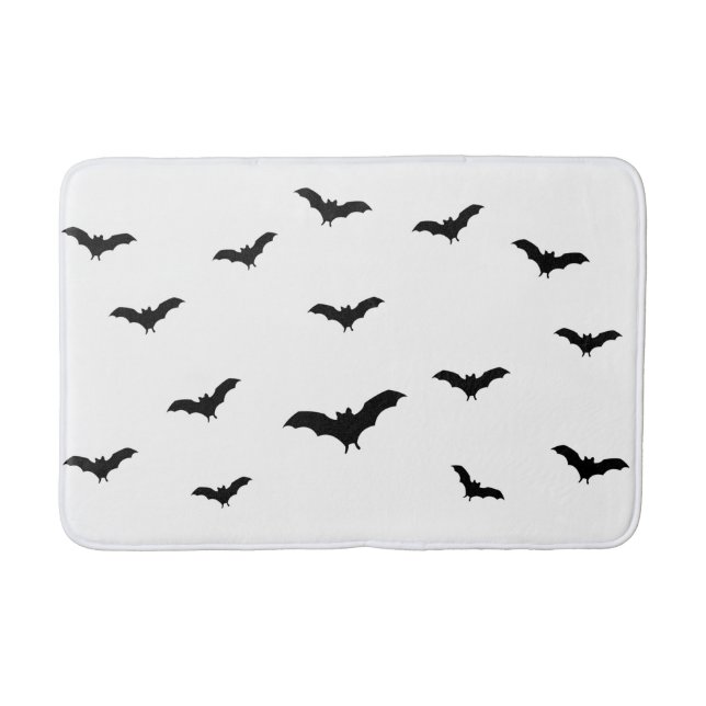Svarta fladdermöss & vita söta Halloween-chic Badrumsmatta (Framsidan)