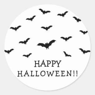 Svarta fladdermöss & vita söta Halloween-fest Chic Runt Klistermärke