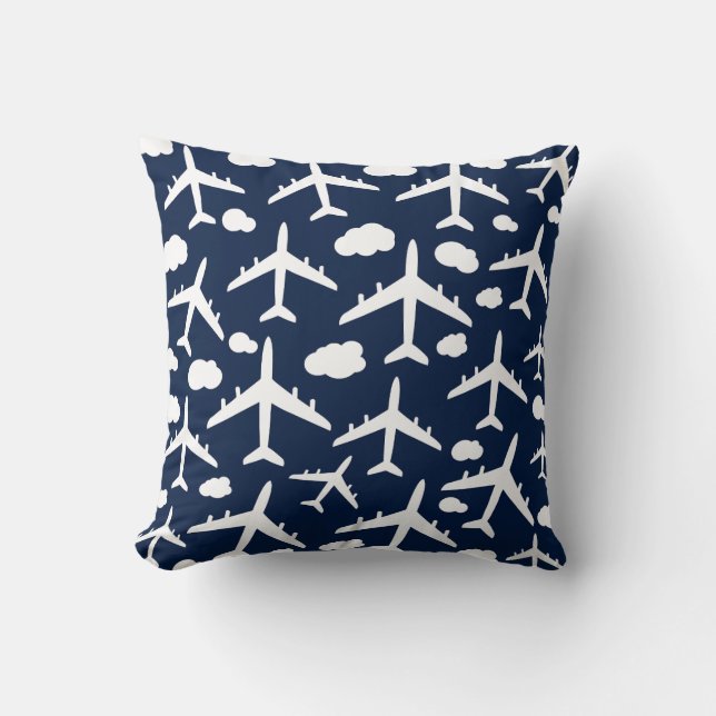 Svarta flygplan, mönster kudde (Framsida)