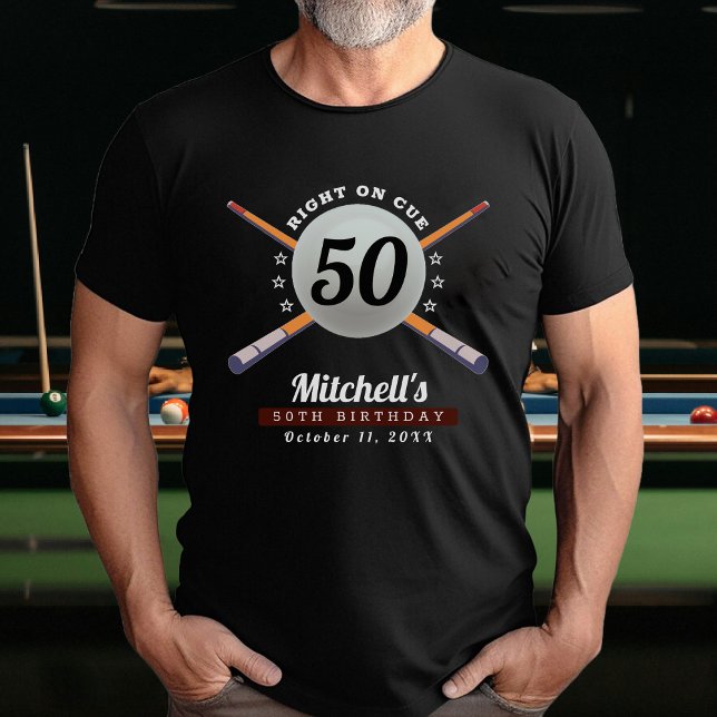 Svarta Födelsedagsfesten Bassäng Billiards på 50:e T Shirt (Pool Billiards 50th Birthday Party Black T-Shirt
)