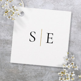 Svarta förgyllda eleganta minimalistiska monogram gåvor etiketter