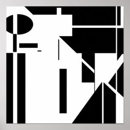 Svarta former på vit MCM-Abstrakt Poster