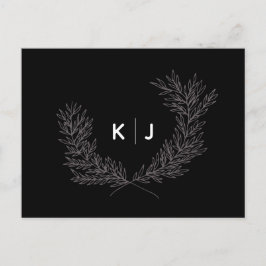 Svarta Förnäma Monogram Bröllop RSVP-kort Meddelande Vykort