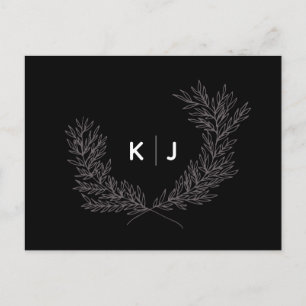 Svarta Förnäma Monogram Bröllop RSVP-kort Meddelande Vykort