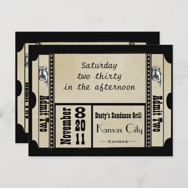 Svarta funky texturerade virvlar bröllopsvarskort inbjudningar (Fram/baksida)