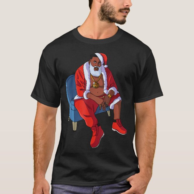 Svarta Gangar för Coolan hip hop Jultomten Rap jul T Shirt (Framsida)