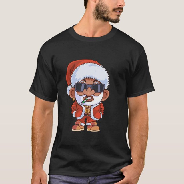 Svarta Gangar för Coolan hip hop Jultomten Rap jul T Shirt (Framsida)