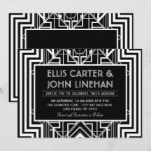 Svarta geometriska bröllopsinbjudningar