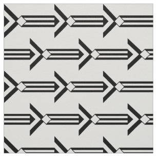 Svarta geometriska pilar på vit struktur tyg