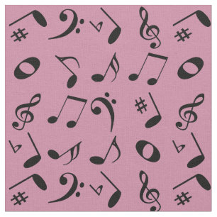 Svarta glaserade Musik noter Mönster på Rosa Tyg