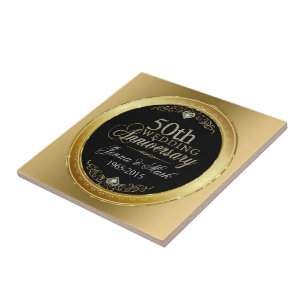 Svarta & Glitter 50:e Bröllop-årsdagen Kakelplatta