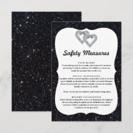 Svarta Glitter Diamant Hjärtan Säkerhetsåtgärder Tilläggskort
