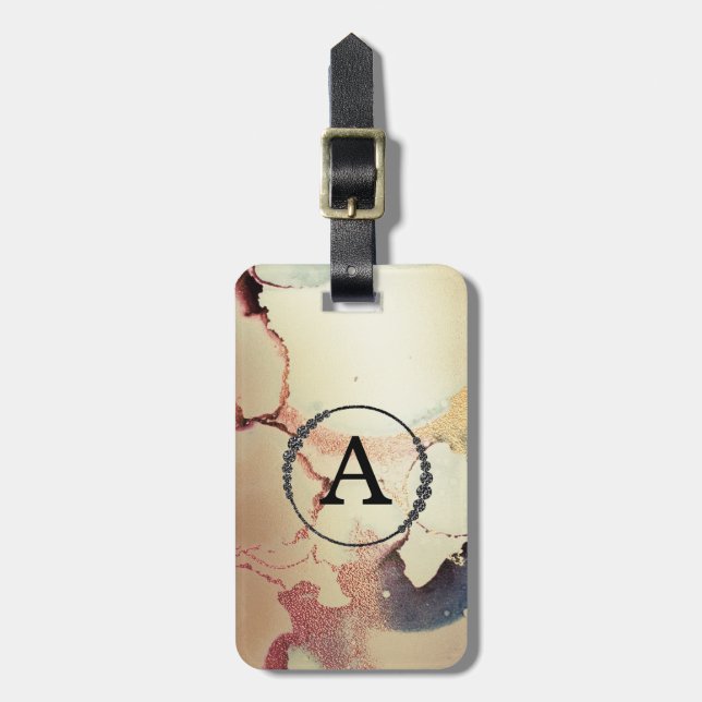 *~* Svarta Glitter-diamantbubblan i Guld Bagagebricka (Vertikal Framsida)