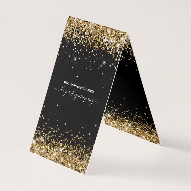 Svarta Glitter Guld 2 Halsbands Displaykort Kort (Framsida)