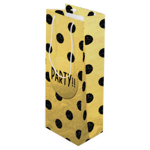 Svarta Glitter-prickar, nyårsaftpåse, Vin, giganti