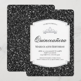 Svarta Glitter Quinceañera-inbjudningar Inbjudningar
