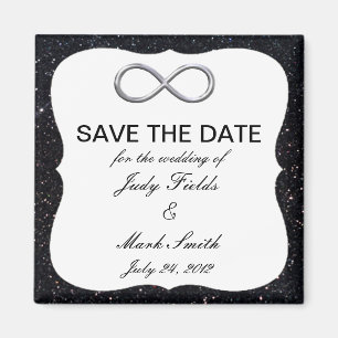 Svarta Glitter Silver Infinity Spara datum magnete Magnet