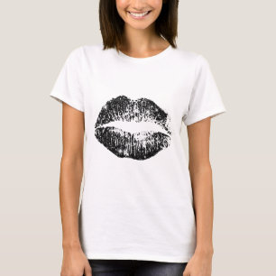 Svarta Glittriga Läppar T Shirt