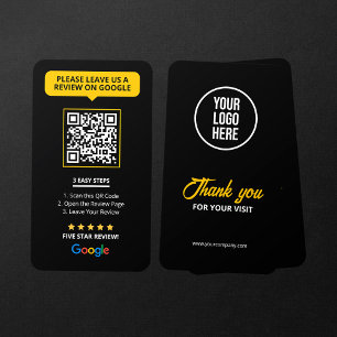 Svarta Google Recensioner QR-kod Affärsrecension L Visitkort