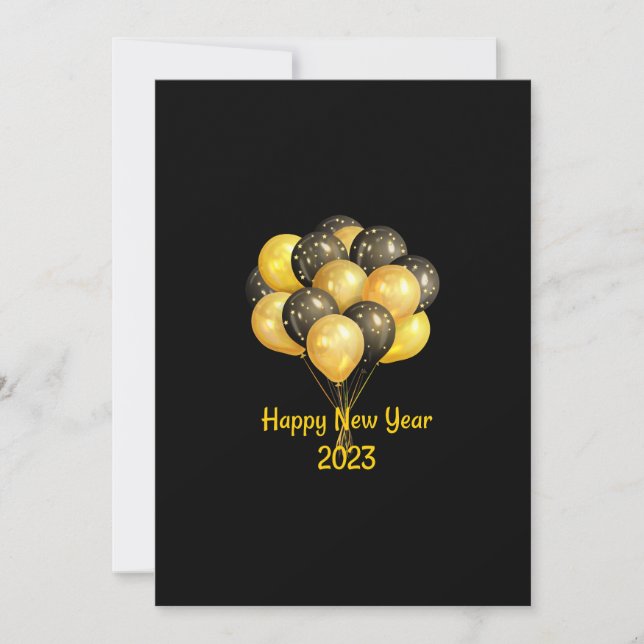 Svarta Gott nytt år 2023 Inbjudningar (Framsida)