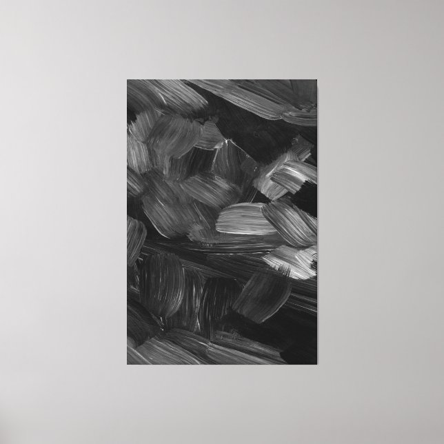 Svarta & Gråa Penseldrag Canvas (Framsida)