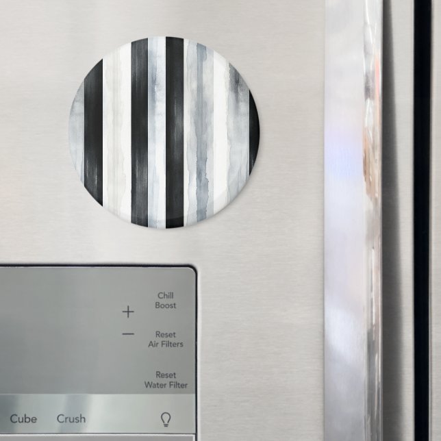 Svarta Gråa Vita Ränder Magnet (In Situ (Fridge))