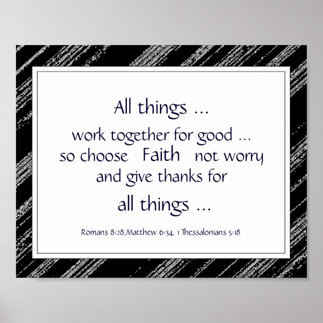 Svarta Grått Bible Scripture Encouragement-offerte Poster (Framsidan)