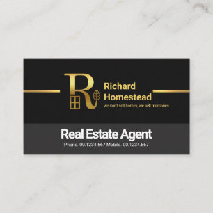 Svarta Grått Lagrar Guld Line Real Gods Agent Visitkort
