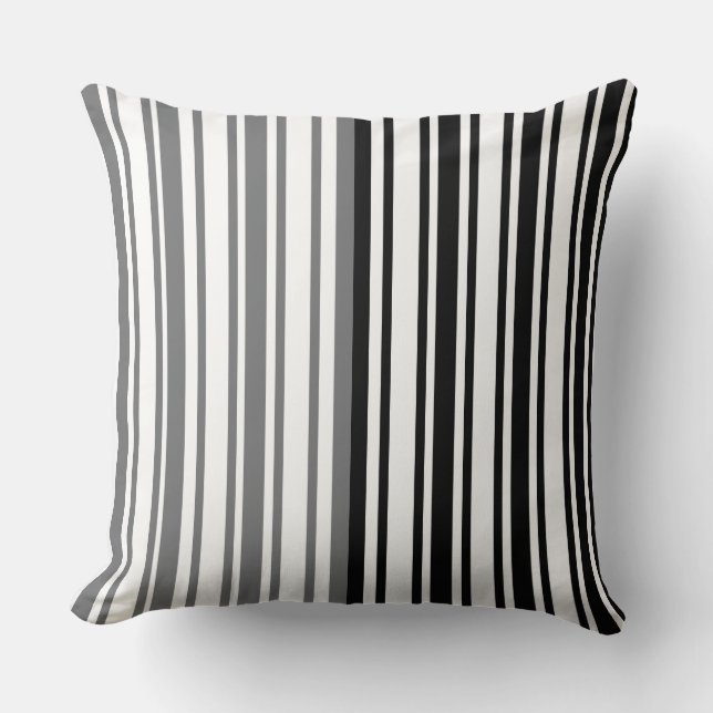 Svarta/Grått Rand Chevron Reversible Dekorativ kud Kudde (Framsida)