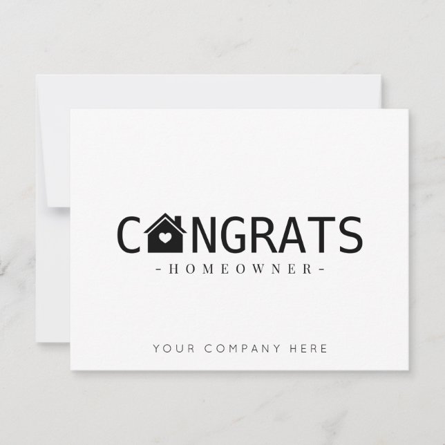 Svarta Grattis Ny Husägare Fastigheter Kort (Framsida)