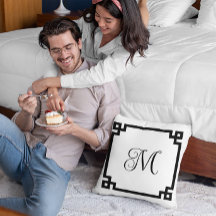 Svarta grekiska Nyckel Gräns Monogram