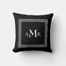 Svarta grekiska Nyckel | Monogrammad Dekorativ kud Kudde
